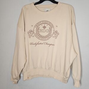 Urban Outfitters BDG Crest Pullover Cream Sweatshirt Size Large